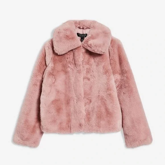 Topshop Jackets Coats Topshop Pink Faux Fur Jacket Poshmark